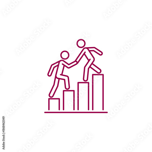 Two people climbing steps together isolated on transparent background