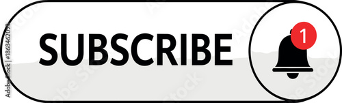 Subscribe button icon with notification bell and new message alert badge