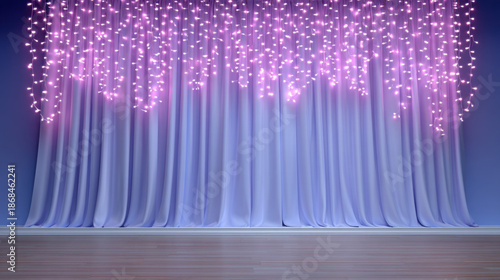 Soft lavender curtain fairy light backdrop hanging decorative wall texture