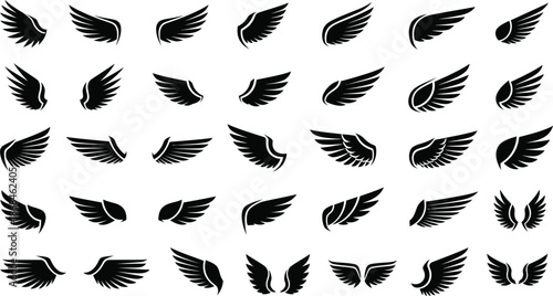 Black Wing Symbols for Design and Decoration