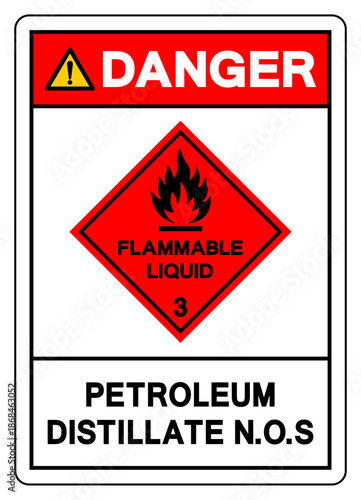 Danger Petroleum Distillate N.O.S Symbol Sign, Vector Illustration, Isolate On White Background, Label.EPS10