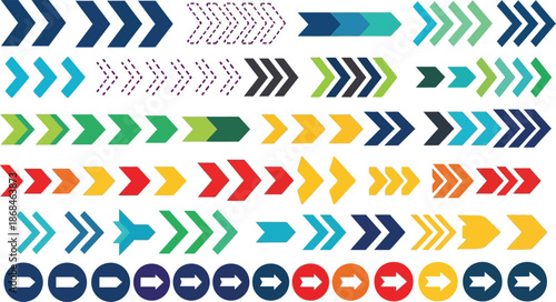Colorful Arrow Icons for Directional Signage and Navigation