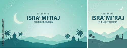 Gradient background islamic isra miraj for poster, flyer, social media template design