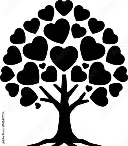 Heart Tree Silhouette Icon