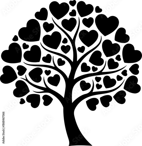 Heart Tree Silhouette Vector