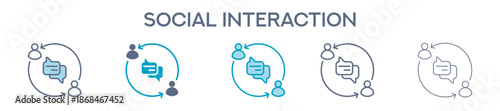 Social Interaction Element For Design Graphic - Multi Styles. Vector Illustration Of Two Colored And Black. Multiple Icons Designs Can Be Used For Mobile, Ui, Web 