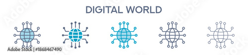 Digital World Element For Design Graphic - Multi Styles. Vector Illustration Of Two Colored And Black. Multiple Icons Designs Can Be Used For Mobile, Ui, Web 