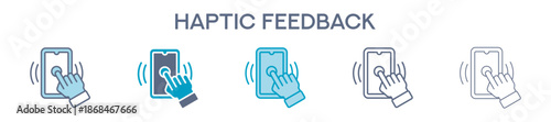 Haptic Feedback Element For Design Graphic - Multi Styles. Vector Illustration Of Two Colored And Black. Multiple Icons Designs Can Be Used For Mobile, Ui, Web 