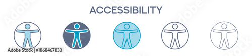 Accessibility Element For Design Graphic - Multi Styles. Vector Illustration Of Two Colored And Black. Multiple Icons Designs Can Be Used For Mobile, Ui, Web 