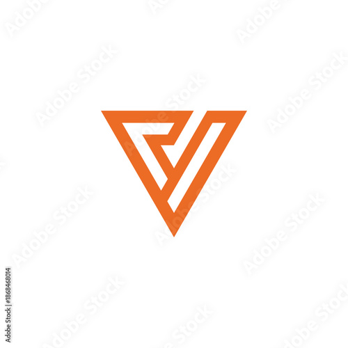 Sleek and dynamic abstract orange geometric triangle logo design. Modern line art symbol creating a strong visual identity, ideal for technology, business, and innovative branding