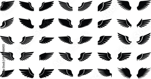 Black Wing Symbols for Design and Decoration