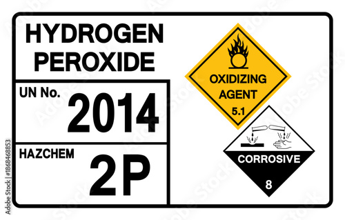 Hydrogen Peroxide UN 2014 Symbol Sign, Vector Illustration, Isolate On White Background, Label.EPS10