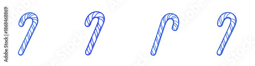 Candy canes in a simple blue outline design on white background  