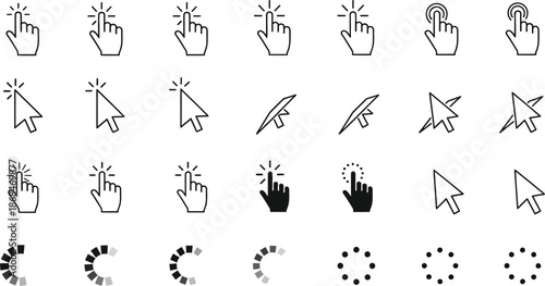 Computer Mouse and Hand Cursor Icons