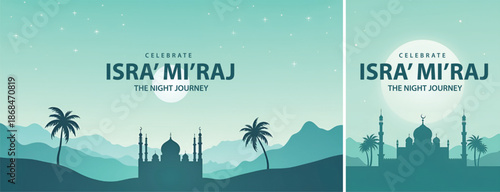 Gradient background islamic isra miraj for poster, flyer, social media template design