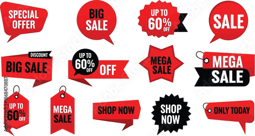 Sale and Discount Labels for Big Shopping Offers