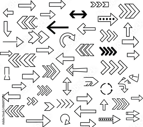 Various Arrow Icons on White Background