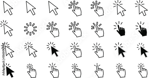 Computer Mouse and Hand Cursor Icons