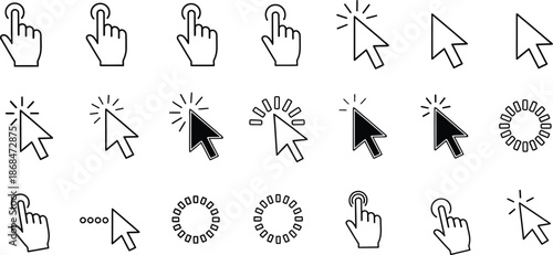 Computer Mouse and Hand Cursor Icons