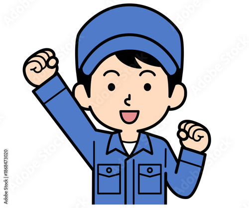 元気溢れるシンプルな作業員の男性