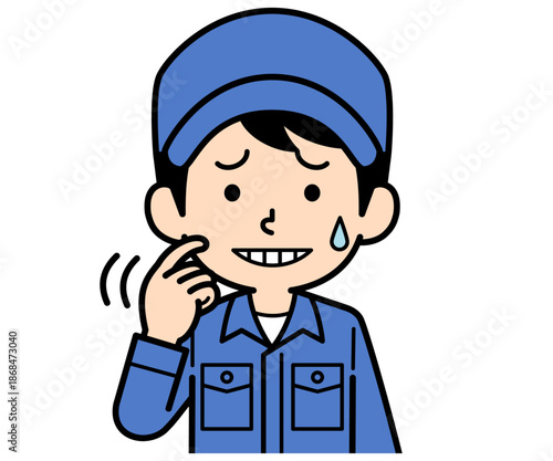 動揺するシンプルな作業員の男性