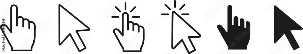 Obraz premium Computer Mouse and Hand Cursor Icons