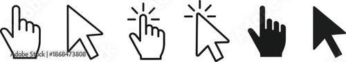 Computer Mouse and Hand Cursor Icons