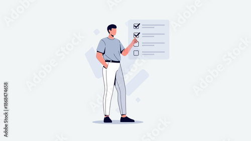 Man Checking Off Tasks on a To-Do List, Business Planning, Strategy, Success