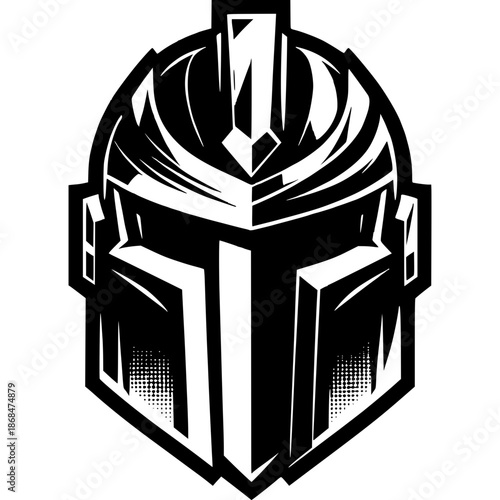 Warrior Helmet Emblem: A strong and stoic warrior helmet, a symbol of protection and valor. This graphic represents strength and courage, perfect for embodying resilience and unwavering determination.