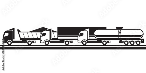 Heavy duty trucks with trailers – vector illustration