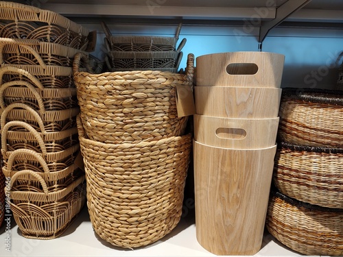 Wallpaper Mural Many different wicker baskets at the store Torontodigital.ca