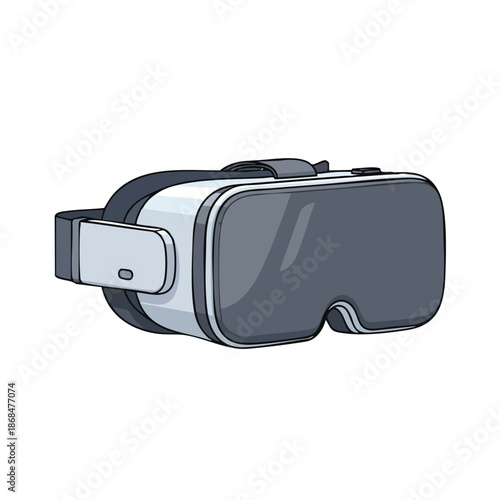 A sleek virtual reality headset with a modern design featuring a gray and white color scheme on a plain white background.