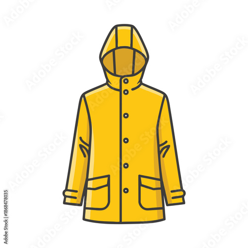 Vibrant Yellow Rain Jacket Illustration