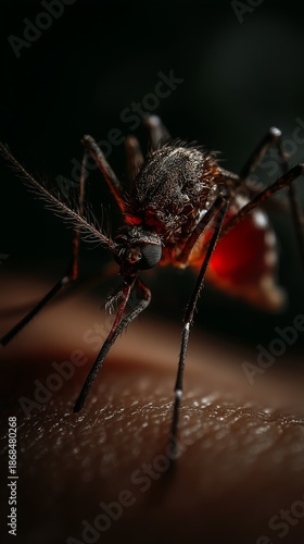 Wallpaper Mural Close view of a mosquito feeding on skin during evening hours in a quiet area Torontodigital.ca