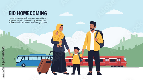 Family reunion at transportation hub during Eid celebration