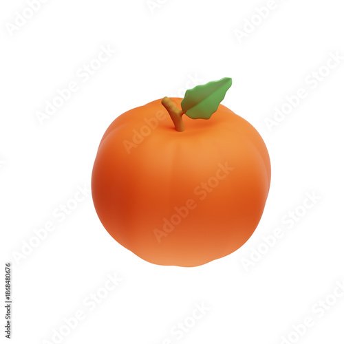 3D Tangerine Orange Fruit Icon – Fresh Citrus Minimal Illustration