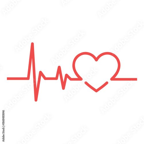 ECG Line Transitioning into Heart Shape Symbolizing Cardiovascular Health and Medical Care in Red Vector