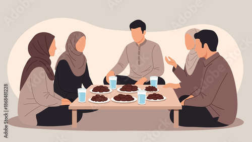 Group of people gathered around a table having a meal together in a casual setting