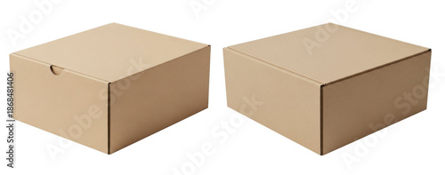 Cardboard Packaging Box Mockup at Angle View on Transparent Background