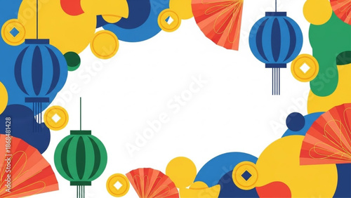 Modern Chinese New Year Flat Design Frame
