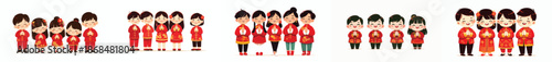 vector of children giving Gong Xi greetings during Chinese New Year celebrations