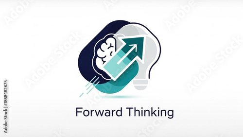 Innovative forward thinking concept with brain and lightbulb and arrow with innovation and idea and creativity and progress and growth and inspiration