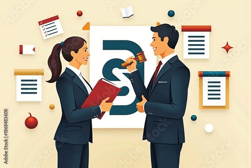 Legal Professionals Standing in Front of Paragraph Symbol