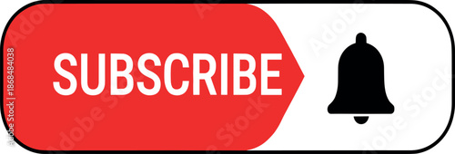 Red subscribe button icon with notification bell and hand cursor click for video channel 3