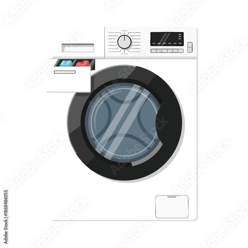 Front Load Washing Machine Vector Illustration
