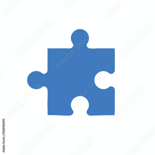 Blue puzzle piece illustration on white background