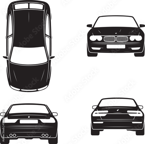black car silhouettes from different angles