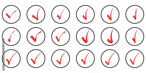 Green check mark icon set. check mark box square frame. check box icon with correct buttons and yes checkmark icons in green tick box, vector illustration n white background