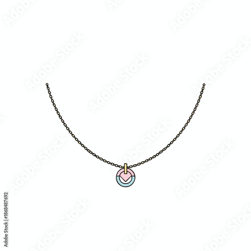 Multicolored Pendant Necklace on Silver Chain