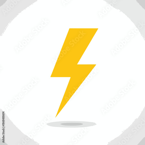 Bright Yellow Lightning Bolt Icon on White Background